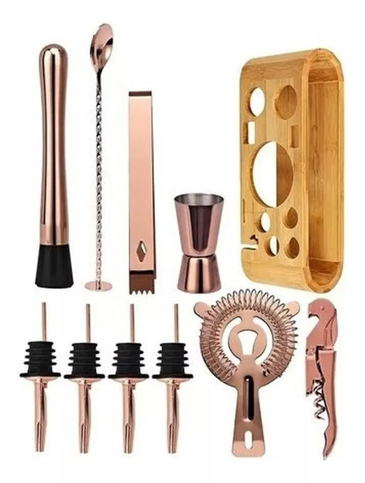 Juego De Coctelera Cobre Bar 12 Pcs