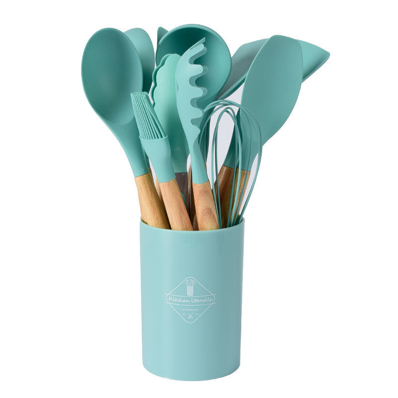 Juego De 12 Piezas Utensilios Cocina Con Mango De Madera