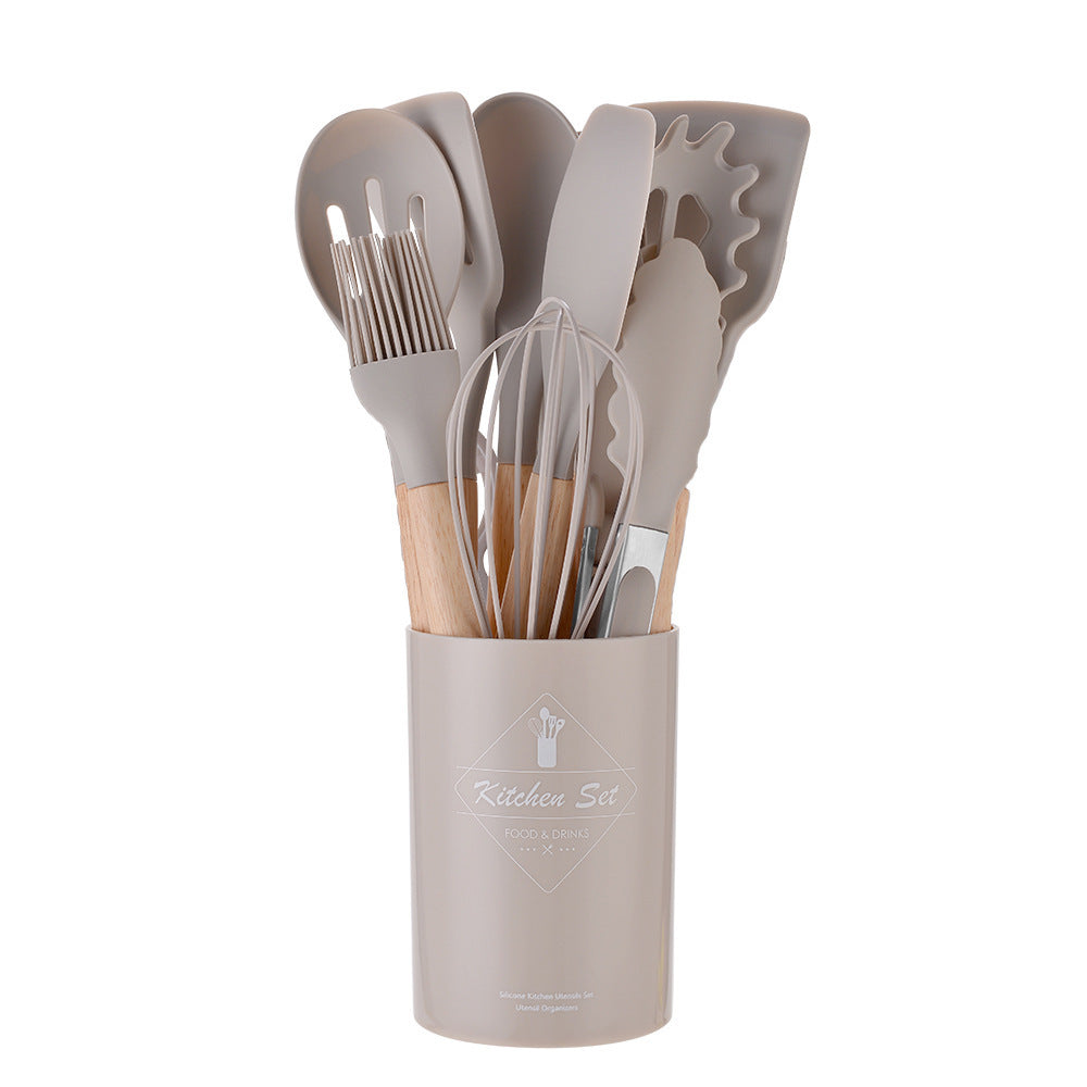 Juego De 12 Piezas Utensilios Cocina Con Mango De Madera