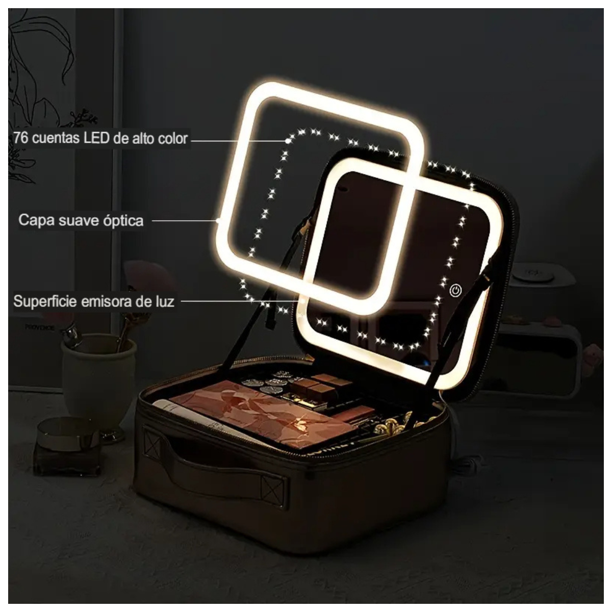 Estuche de Maquillaje + Espejo Luminoso