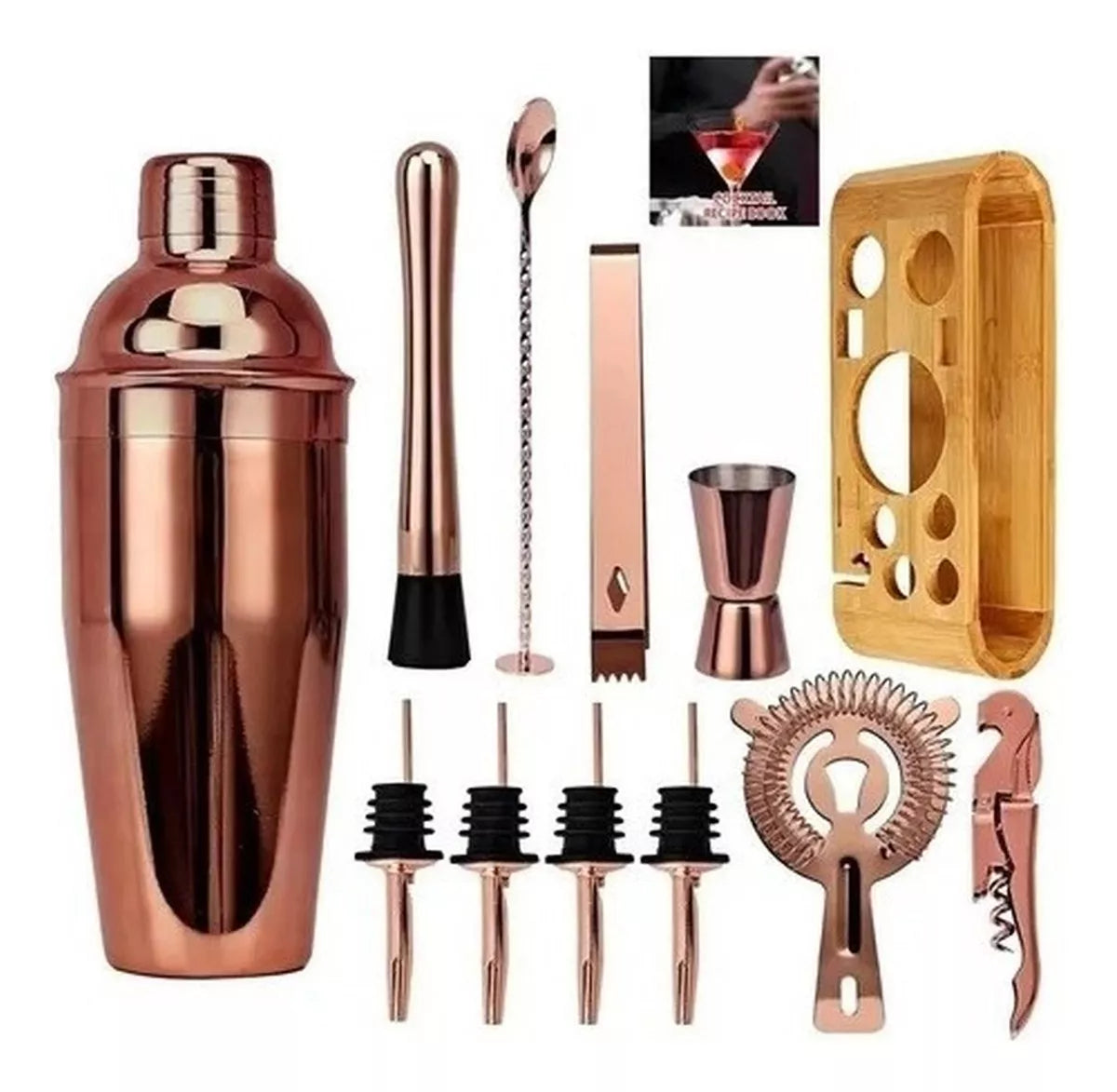 Juego De Coctelera Cobre Bar 12 Pcs